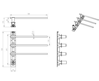 Полотенцесушитель электрический встраиваемый Wonzon & Woghand Dortmund WW-A363-BG 58x55 см с внутренней частью брашированное золото